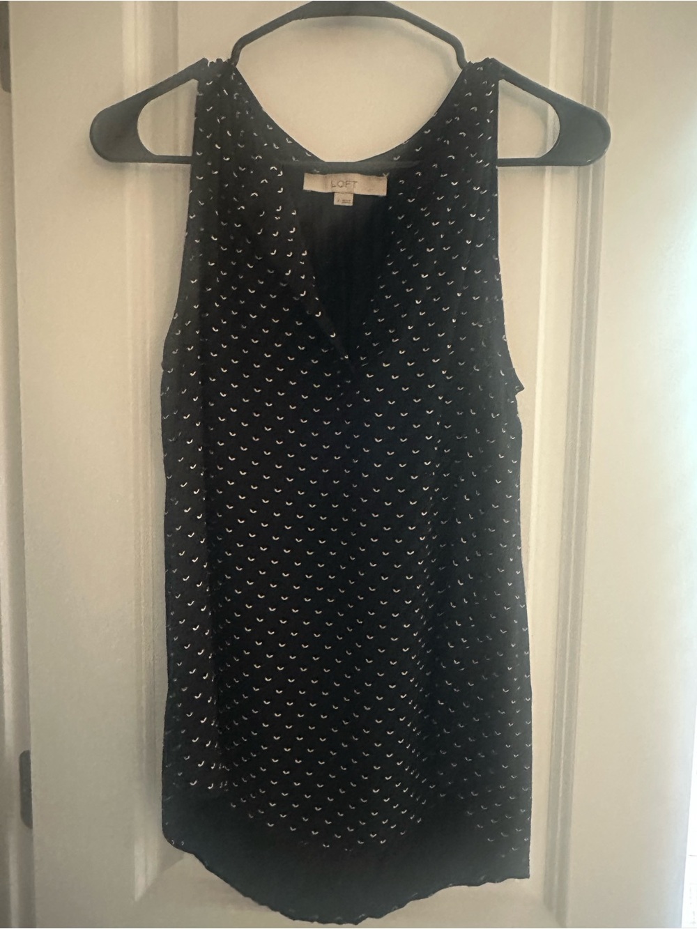 LOFT Black Sleeveless V-Neck Polka Dot Camisole